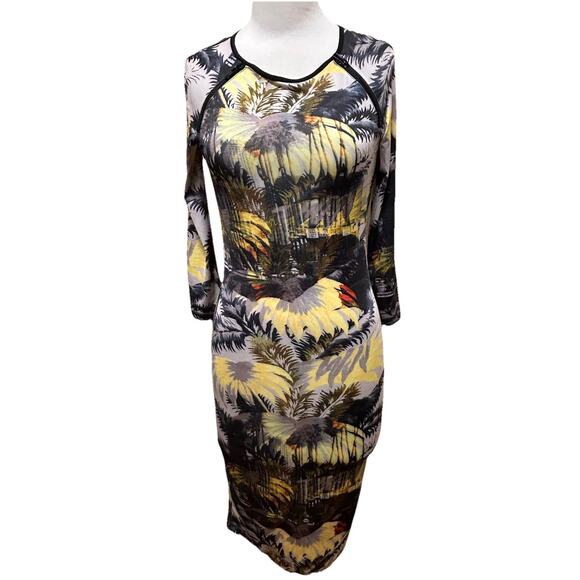 NWT Philosophy Tropical Miami Palm Tree City Print Bodycon Midi Dress - Size XS - Picture 1 of 8